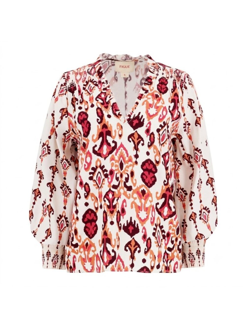 FIGUE Dolly Top Women's Multi Print Blouse Size S Long Sleeve NWT